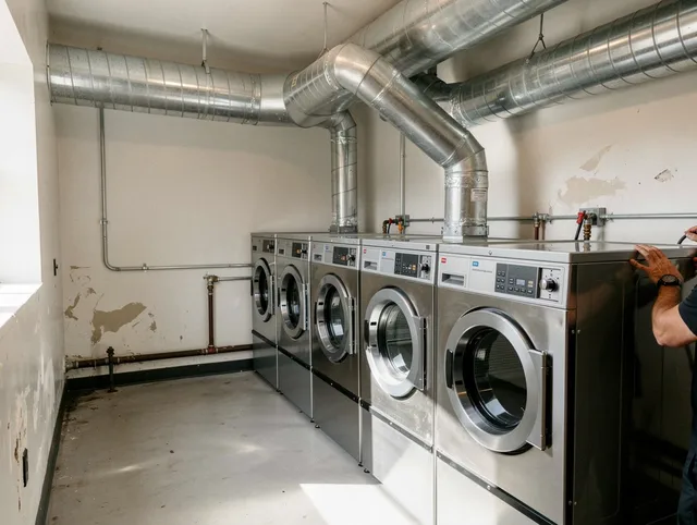 Euclid Dryer Vent Cleaning team performing large-scale commercial dryer vent cleaning in Euclid