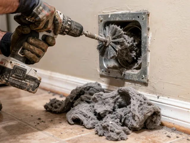 Certified Euclid Dryer Vent Cleaning technician performing dryer vent cleaning in Euclid